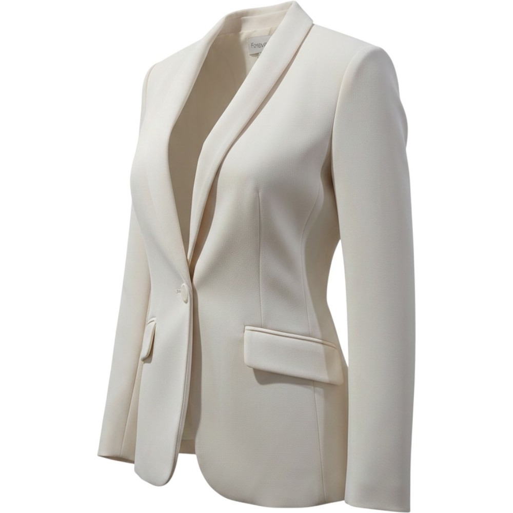 Forever 21 Womens Shawl Lapel Blazer Tuxedo Cream Ivory Hook Eye Closure Size L